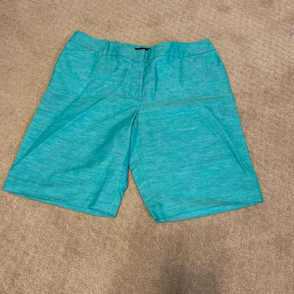 NWT Talbots - Woman’s LINEN/COTTON teal color high rise shorts, Size: 12